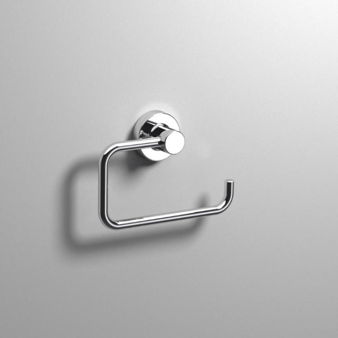 Close up product image of the Origins Living Tecno Project Chrome Open Toilet Roll Holder